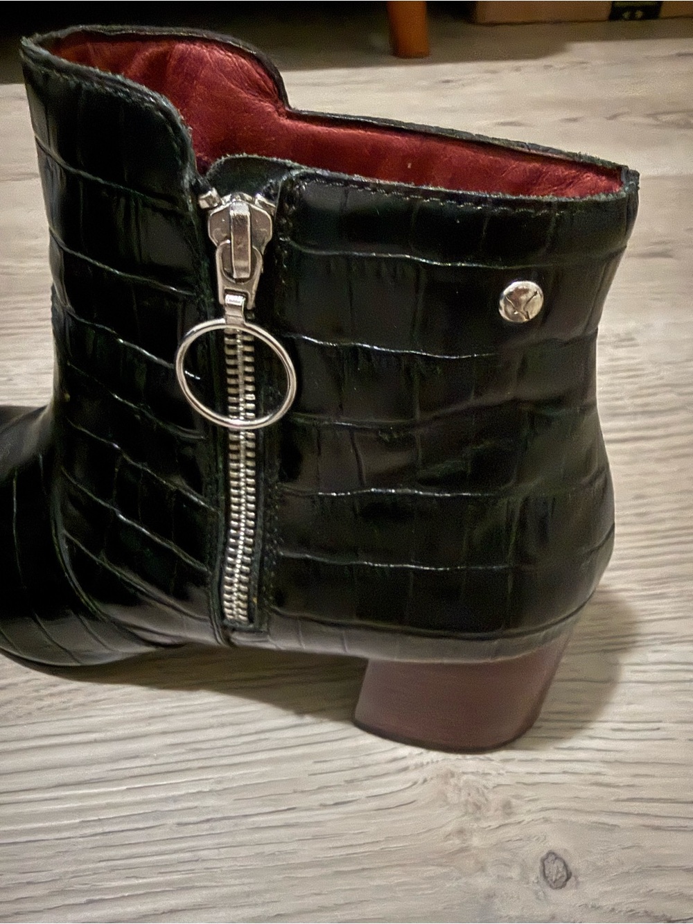 Pikolinos Womens Ankle Boots EU 39 US 8.5 Croc Embossed Leather Block Heel - Picture 2 of 9
